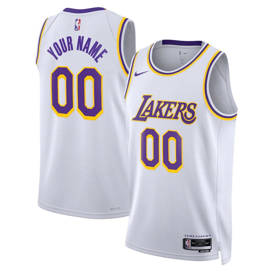 Men Los Angeles Lakers Nike White Association Edition 2022-23 Swingman Custom NBA Jersey